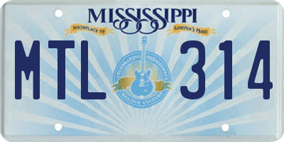 MS license plate MTL314