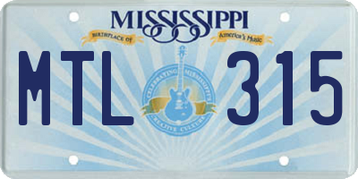 MS license plate MTL315