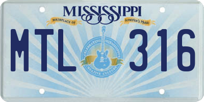 MS license plate MTL316