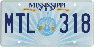 MS license plate MTL318