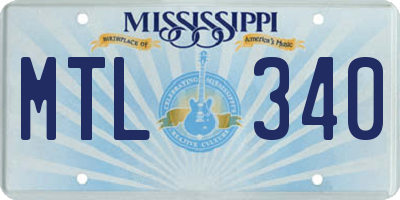 MS license plate MTL340