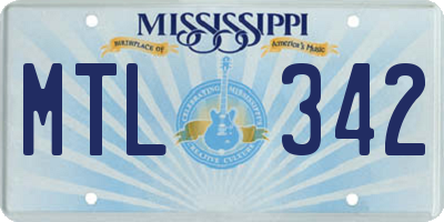MS license plate MTL342