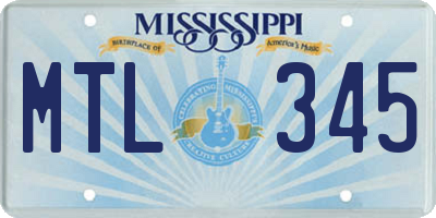 MS license plate MTL345