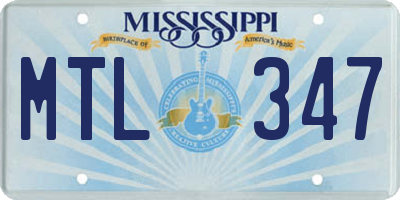 MS license plate MTL347