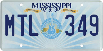 MS license plate MTL349