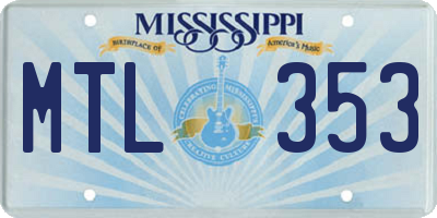 MS license plate MTL353