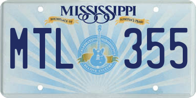 MS license plate MTL355