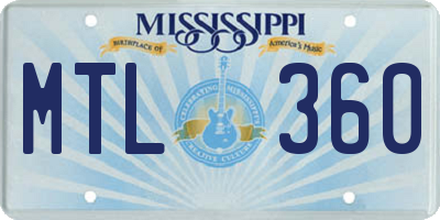 MS license plate MTL360