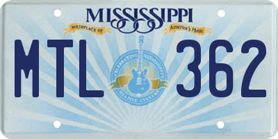 MS license plate MTL362