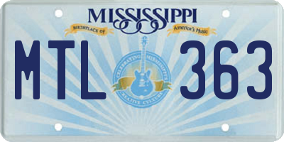 MS license plate MTL363
