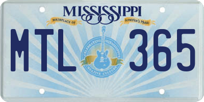 MS license plate MTL365