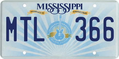 MS license plate MTL366