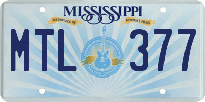 MS license plate MTL377