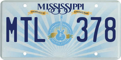MS license plate MTL378