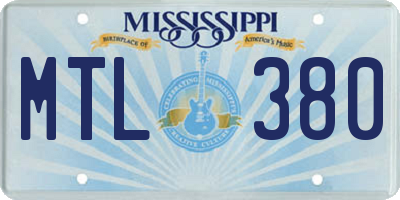 MS license plate MTL380