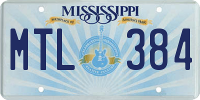 MS license plate MTL384