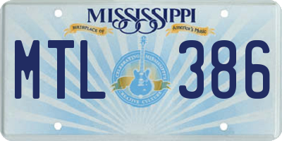 MS license plate MTL386