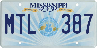 MS license plate MTL387