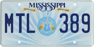 MS license plate MTL389