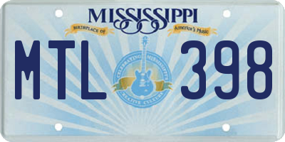 MS license plate MTL398