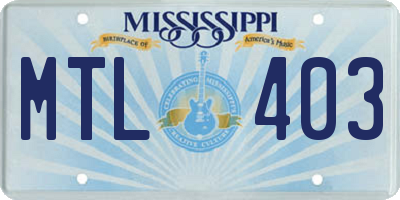 MS license plate MTL403