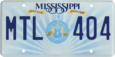 MS license plate MTL404