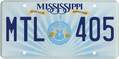 MS license plate MTL405