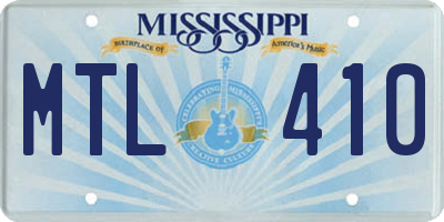 MS license plate MTL410