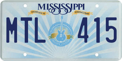 MS license plate MTL415