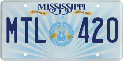 MS license plate MTL420