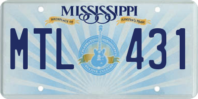MS license plate MTL431