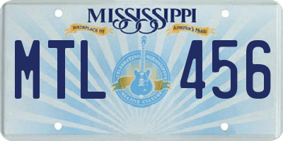 MS license plate MTL456