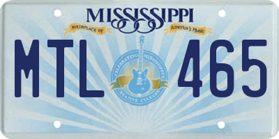 MS license plate MTL465