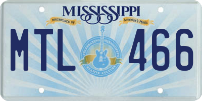 MS license plate MTL466