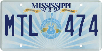 MS license plate MTL474