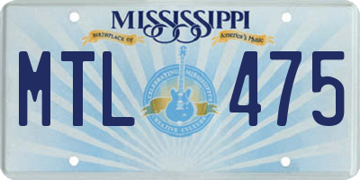 MS license plate MTL475