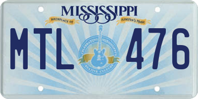 MS license plate MTL476