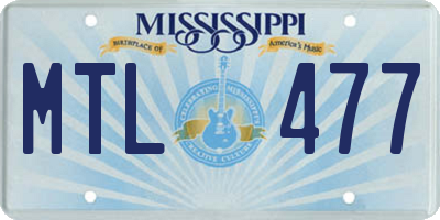 MS license plate MTL477