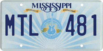 MS license plate MTL481