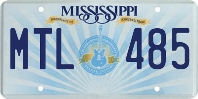 MS license plate MTL485