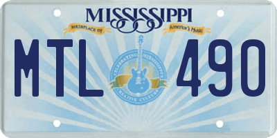 MS license plate MTL490