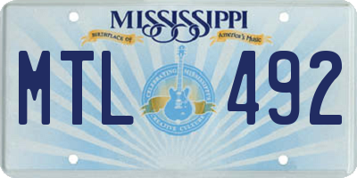 MS license plate MTL492