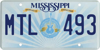 MS license plate MTL493