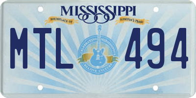 MS license plate MTL494