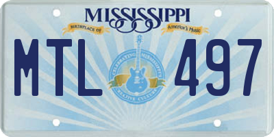 MS license plate MTL497