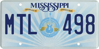 MS license plate MTL498