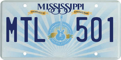 MS license plate MTL501