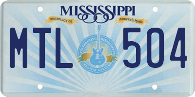 MS license plate MTL504