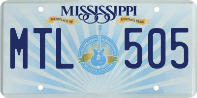 MS license plate MTL505