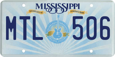 MS license plate MTL506